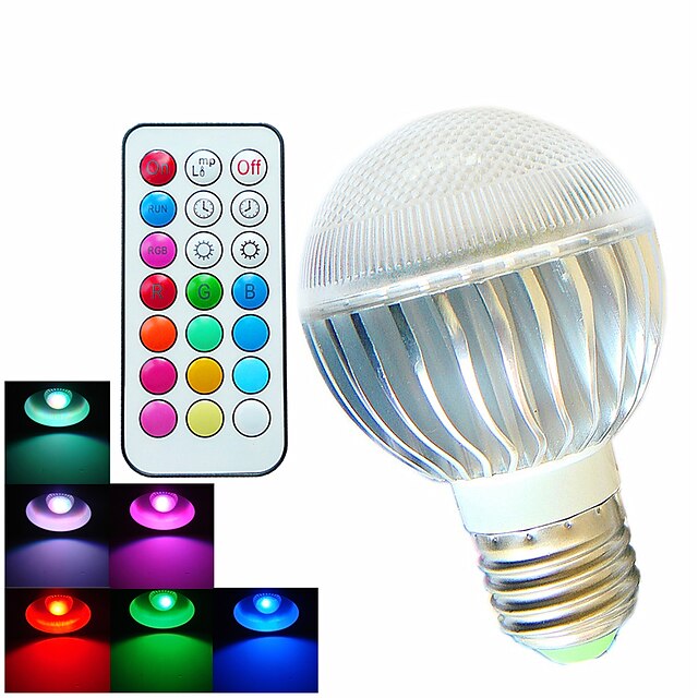  E26/E27 Lâmpada Redonda LED A60(A19) 3 leds LED de Alta Potência Regulável Controle Remoto Decorativa RGB 400lm RGBK AC 100-240V 