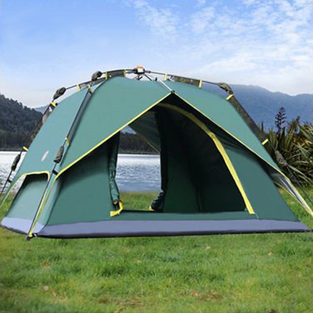  3-4 Persoons Tent Dubbel Gelaagd Kampeer tent Buiten waterdicht, Anti-Insekten, Ademend voor Kamperen