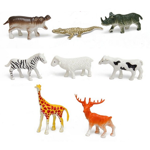  8 pcs Bonecos, Figuras de ação Brinquedos de Montar Cavalo Crocodilo Ovelha Zebra Veado Animais Novidades Simulação Plástico Jogo imaginativo, meia, grandes presentes de aniversário Suprimentos para