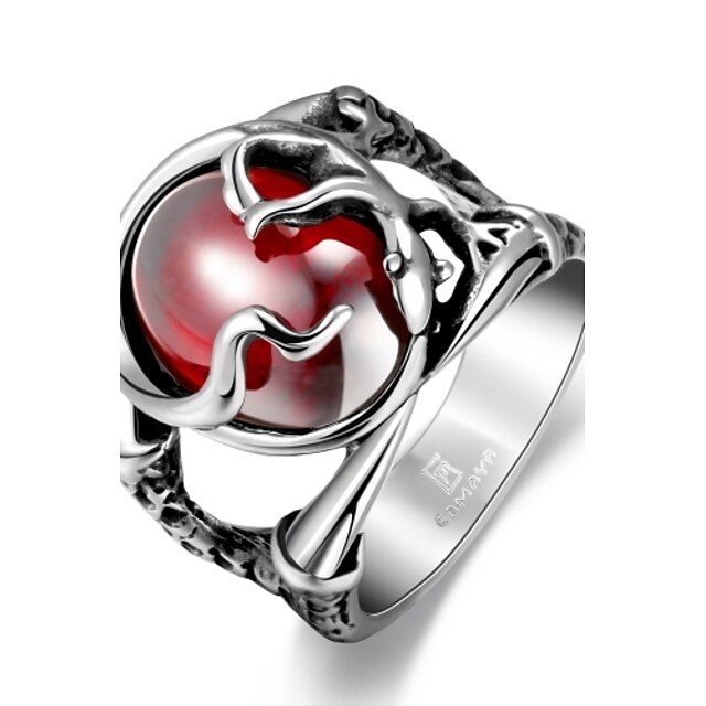  Bague Fantaisie Grosse Zircon Solitaire Rouge Acier inoxydable Zircon Zirconium Crâne Tete de Mort la magie Memento Mori unique Mode Armée / Homme