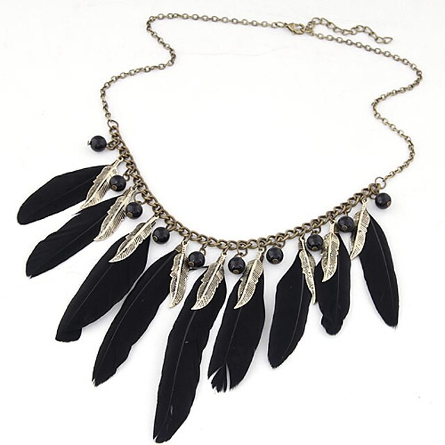  Women's Pendant Necklaces Statement Necklaces Feather Feather Alloy Fashion Personalized European Jewelry For Party Daily Casual