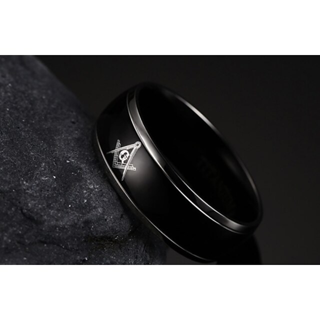  Ring Wedding / Party / Daily / Casual / Sports Jewelry Titanium Steel Men Statement Rings 1pc,7 / 8 / 9 / 10 / 11 / 12 Black-White