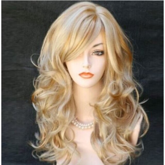  Peruki syntetyczne Curly Curly Peruka Blond Długie Blond Włosie synetyczne Damskie Blond