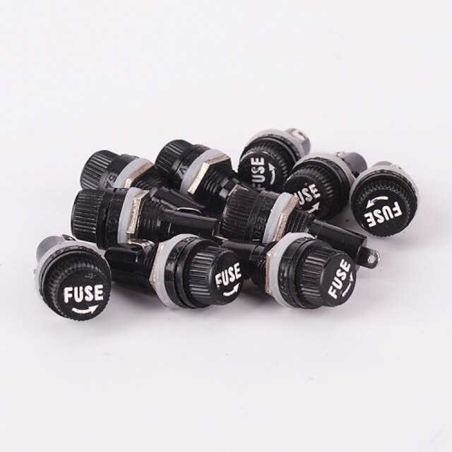 10pcs 5x20mm Electrical Panel Mounted Glass Fuse Holder For Radio Auto Stereo 250V 10A with 1A 2A 3A 5A  10A each 2pcs