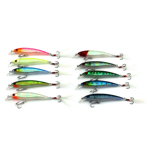  10pcs Mamac za ribe Minnow Süllyedő Bass Pisztráng Csuka Tengeri halászat Folyóvíz horgászat Pisztrángsügér horgászat Kemény műanyag / Csali horgászat / Általános horgászat