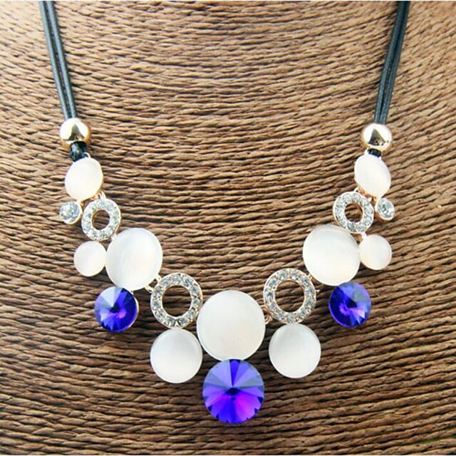  Women's Cubic Zirconia Choker Necklace Fashion Cubic Zirconia Rhinestone Opal Screen Color Necklace Jewelry For