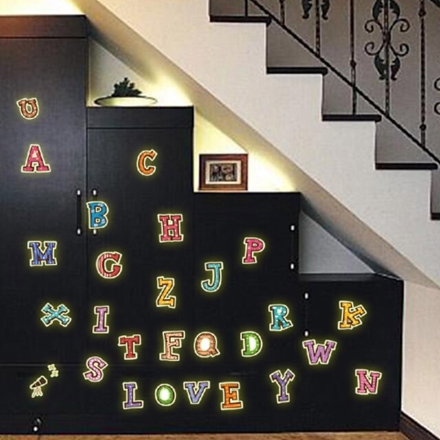  Facturers Selling Fashion Diy Luminous Wall Sticker Fluorescent Stick Cartoon Children Room Bedroom English Letter