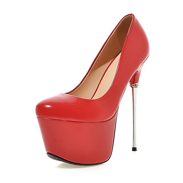  Women's Shoes Patent Leather Stiletto Heel Platform Heels Dress Black / Pink / Red / White / Silver / Gold
