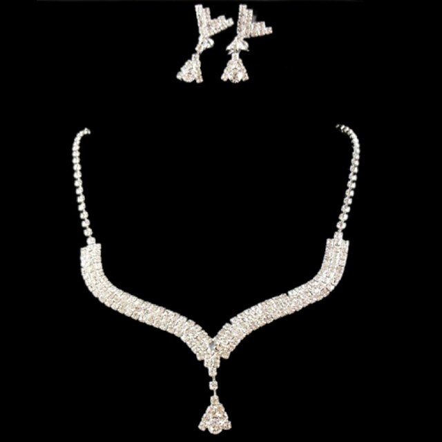  Women's Rhinestone Wedding Party Special Occasion Anniversary Birthday Engagement Gift Alloy Earrings Necklaces