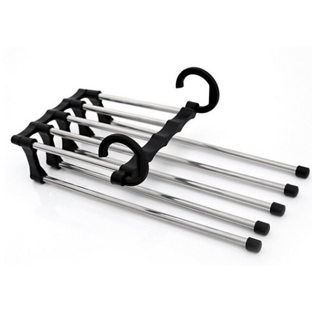  Multi-functional Stainless Steel 5 Layers Tie Towels Clothes Hanger MultiLayer Pants Rack Telescopic Trouser Hanger