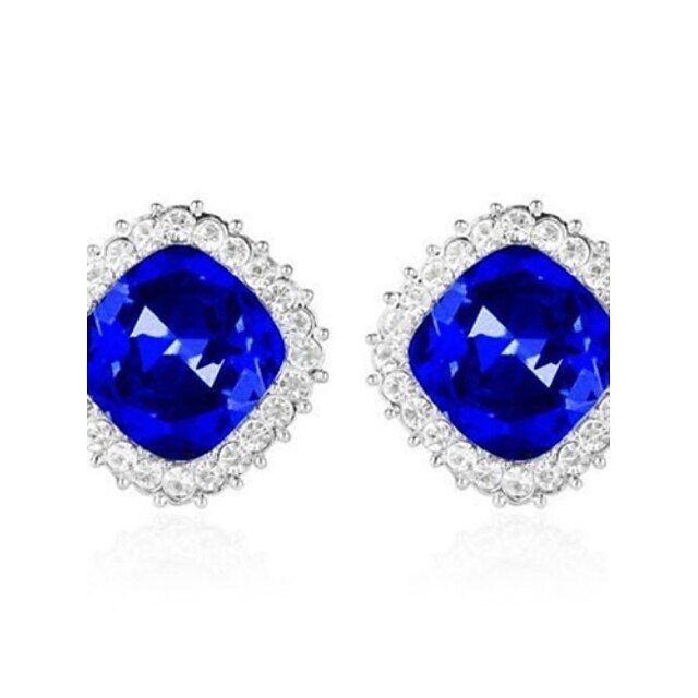  Women's Crystal Stud Earrings - Crystal Blue / Golden / Rainbow For Wedding / Party / Daily