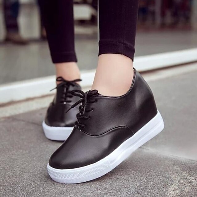  Pentru femei Pantofi Imitație de Piele Primăvară Toamnă Confortabili Platformă Dantelă pentru Casual În aer liber Alb Negru Rosu