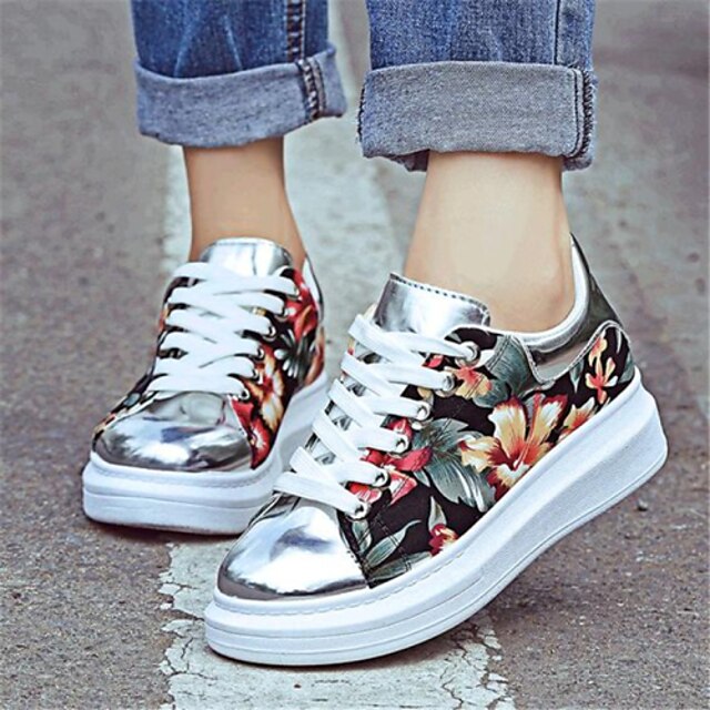  Women's Spring Fall Leatherette Outdoor Casual Platform Creepers Lace-up Multi-color