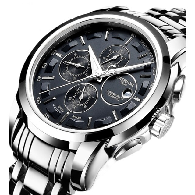  Carnival Men's Wrist Watch Aviation Watch Automatic self-winding Charm Analog - Digital Black / Silver / Stainless Steel / Stainless Steel