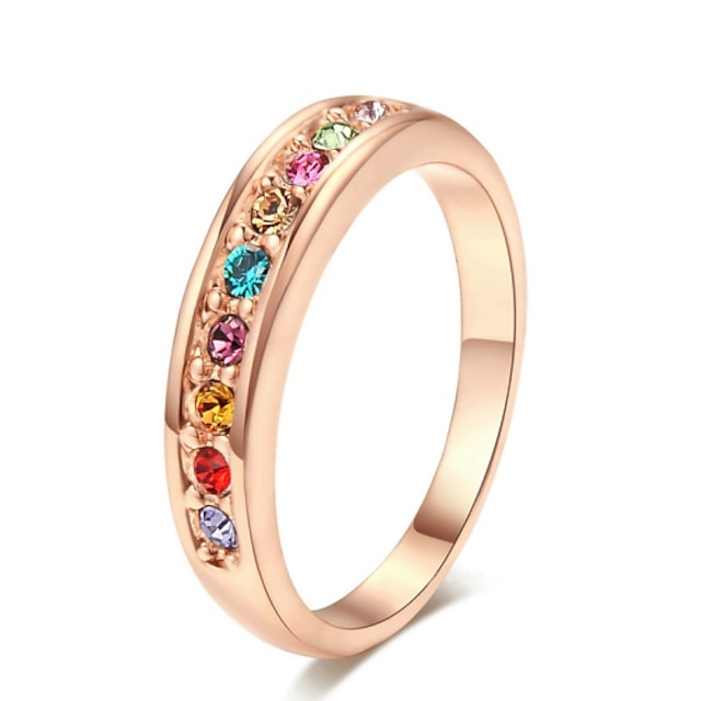  בגדי ריקוד נשים טבעת הטבעת טבעת מסתובבת קריסטל ציפוי זהב 18 קאראט סגסוגת נשים פאר סגנון מינימליסטי Party תכשיטים