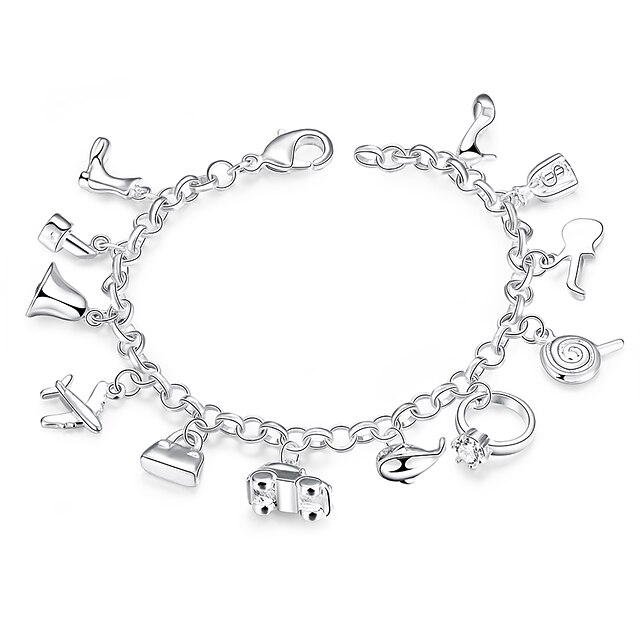  Women's Charm Bracelet - Silver Plated Personalized, Simple, Bohemian Bracelet Silver For Party Daily Casual