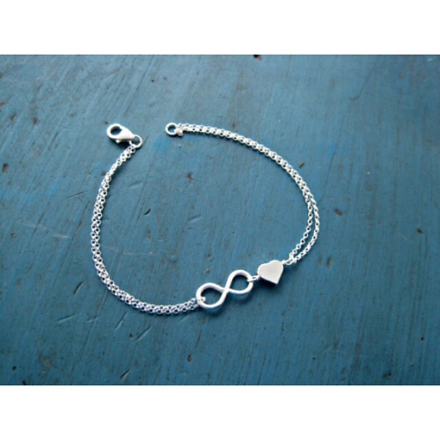  Women's Chain Bracelet Heart Love Infinity Dainty Ladies Alloy Bracelet Jewelry Golden / Silver For Daily