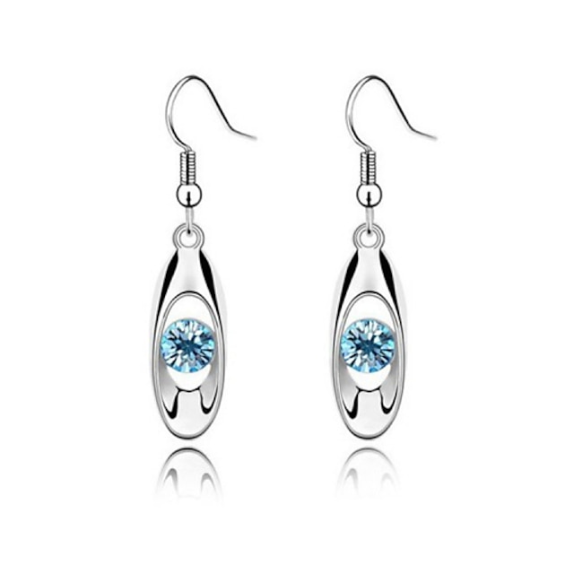  Women's Crystal Drop Earrings Hoop Earrings Round Cut Drop Ladies Basic Fashion Bridal Earrings Jewelry White / Purple / Blue For Wedding Party Gift Casual Daily Masquerade