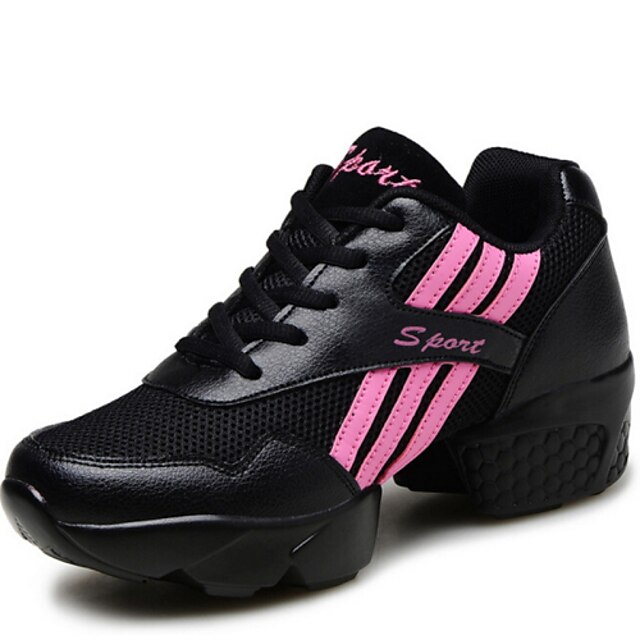  Women's Dance Sneakers Sneaker Split Sole Low Heel Synthetic Lace-up Black / White