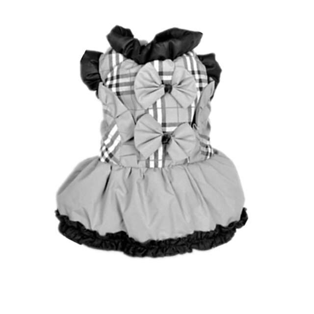 Dog Dress Plaid / Check Bowknot Dog Clothes Beige Costume Terylene
