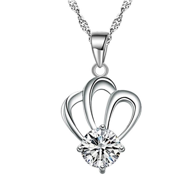  Women's Pendant Necklaces Crystal Silver Sterling Silver Rhinestone Fashion Silver Jewelry Party Daily Casual 1pc