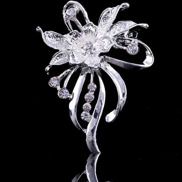  Women's Brooches Flower Party Work Casual Fashion Cubic Zirconia Brooch Jewelry Silver For Party Wedding Special Occasion Anniversary Birthday Gift