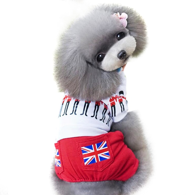  Perro Mono Ropa para cachorros Británico Bandera Moda Ropa para Perro Ropa para cachorros Trajes De Perro Rojo Disfraz para perro niña y niño Algodón XS S M L XL XXL