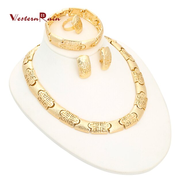  WesternRain Top Quality Classic Women Necklace Jewelry Set African Gold Plated Charming Chunky Costume Jewelry Sets