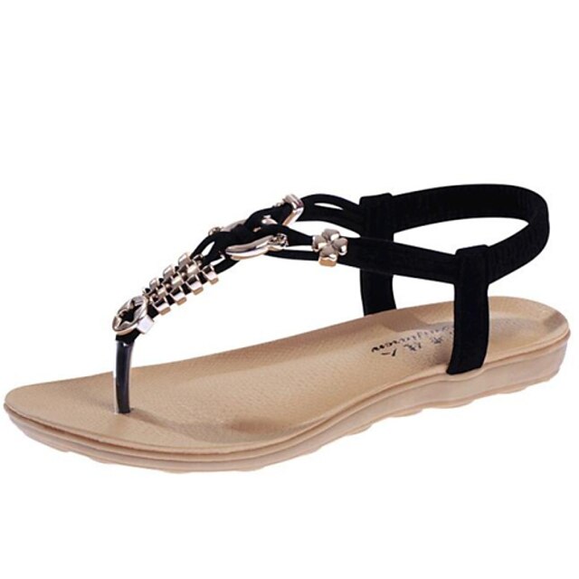  Women's Flat Heel Sandals Summer Low Heel Comfort Casual Outdoor Rivet Tulle / Leatherette Black / Blue / Beige