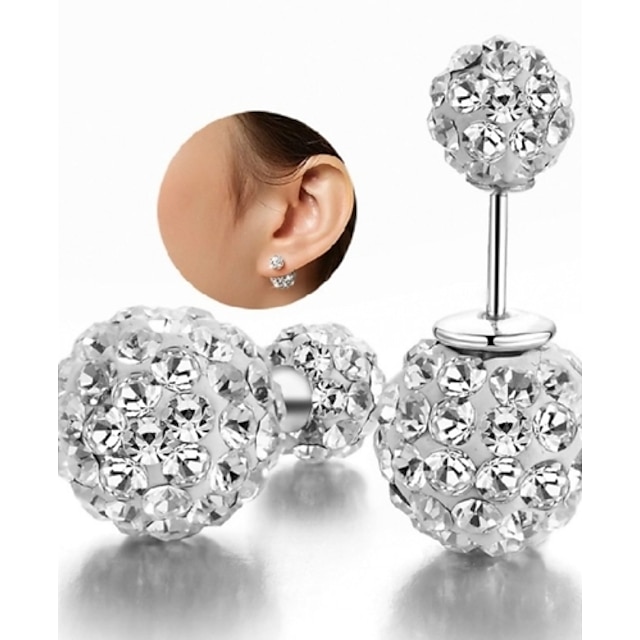  Women's Cubic Zirconia tiny diamond Stud Earrings Beads Ladies Sterling Silver Zircon Silver Earrings Jewelry White For Party Wedding Casual Daily Sports Masquerade