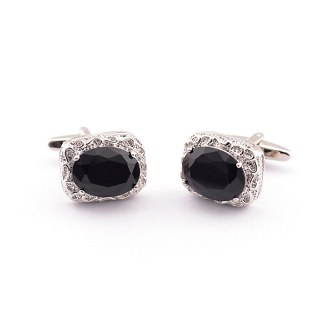  Black Zircon Gem French Shirt cufflinks For Groomsmen Gift