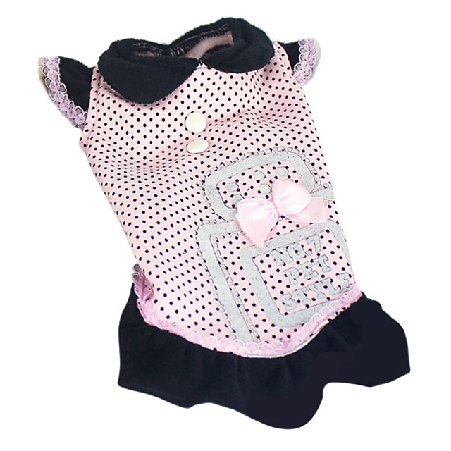  Dog Dress Dog Clothes Polka Dot / Bowknot Black / Pink Cotton Costume For Pets Women's Fashion