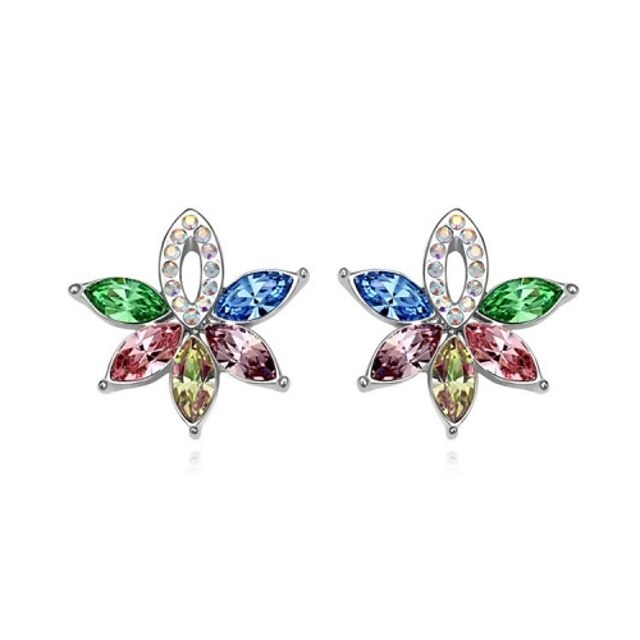  Women's Crystal Stud Earrings - Crystal Green / Blue / Rainbow For Wedding Party Daily