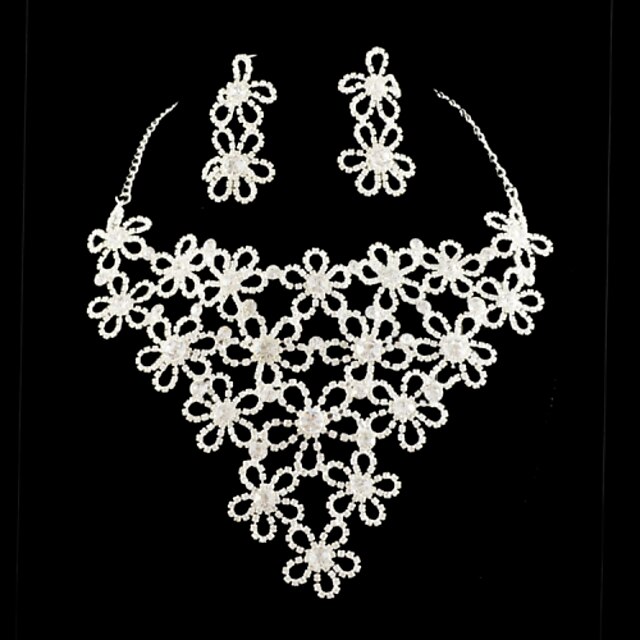  Wedding Bridal Bridesmaid Crystal Necklace Earrings Jewelry Set