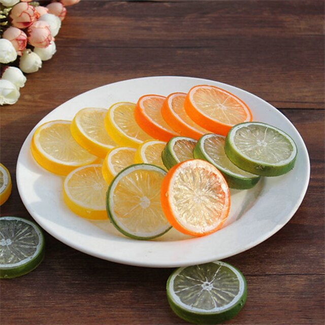  20pcs Artificial Lemon Slices Fake Lifelike Decorative Plastic Fruit (Random Color)