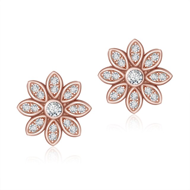  925 Sterling Silver Women Jewelry Fashion High Quality Rose Gold Plated Drop Earrings with Cubic Zirconia