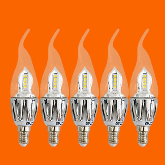  E14 LED Kerzen-Glühbirnen C35 20 SMD 3528 440 lm Warmes Weiß Dekorativ AC 220-240 V 5 Stück