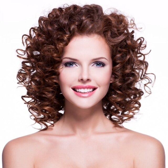  Synthetic Wig Curly Curly Wig Short Brown Synthetic Hair Brown