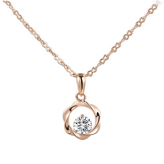  Women's Crystal Pendant Necklace Simulated Ladies Imitation Diamond Alloy Rose Gold Silver Necklace Jewelry For