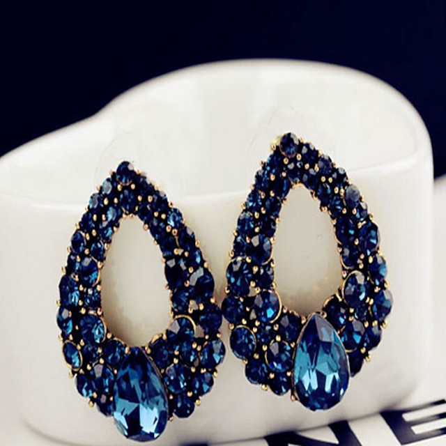  Women's Sapphire Drop Earrings Earrings Pear Cut Solitaire Drop Cheap Statement Ladies Party Work Casual Elegant Gemstone Cubic Zirconia Imitation Diamond Earrings Jewelry Royal Blue For Wedding
