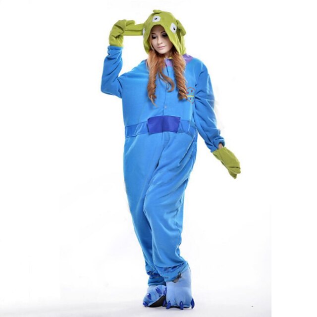  Adulți Pijama Kigurumi Monster Blue Monster Monștrii Pijama Întreagă Lână polară Cosplay Pentru Bărbați și femei Sleepwear Pentru Animale Desen animat Festival / Sărbătoare Costume / Leotard / Onesie