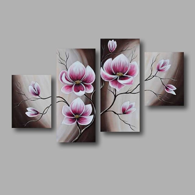  Hang-Malowane obraz olejny Ręcznie malowane - Kwiatowy / Roślinny Nowoczesny Naciągnięte płótka / Cztery panele / Rozciągnięte płótno