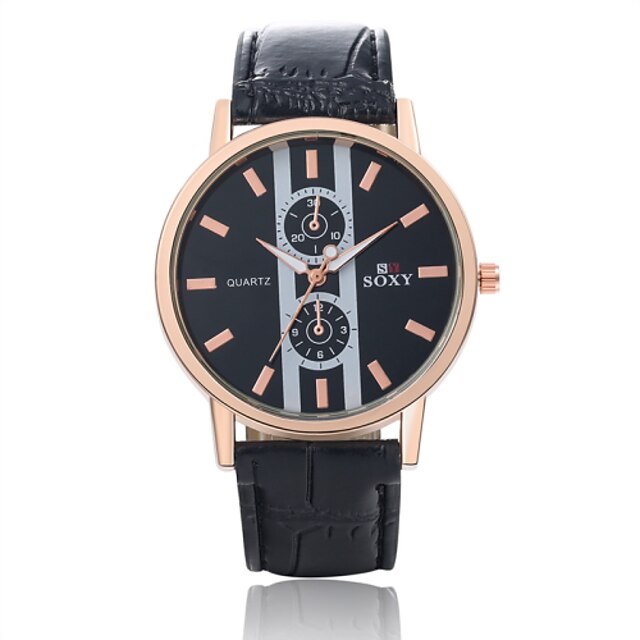  SOXY® High Quality Precise Business Fashion Gold Plate PU Leather Strape Watch with Exquisite Quartz Watch for Men Wrist Watch Cool Watch Unique Watch