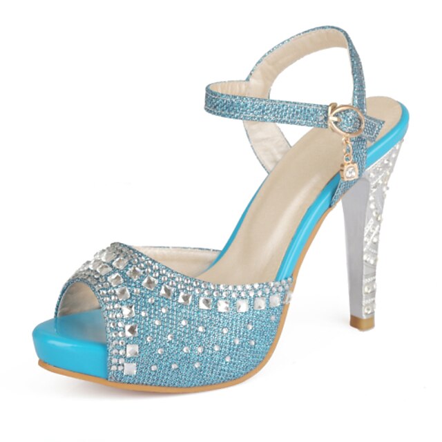  Women's Shoes Heel Heels / Peep Toe / Platform Sandals / Heels Party & Evening / Dress / Casual Blue / Silver / YX-5