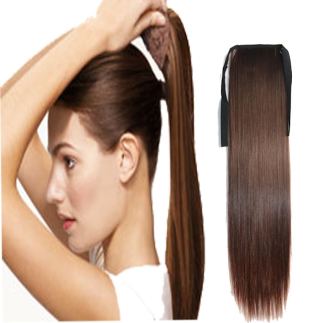  Extensions de Cheveux à Micro Anneaux Queue-de-cheval Cheveux Synthétiques Pièce de cheveux Extension des cheveux Droit / Droite