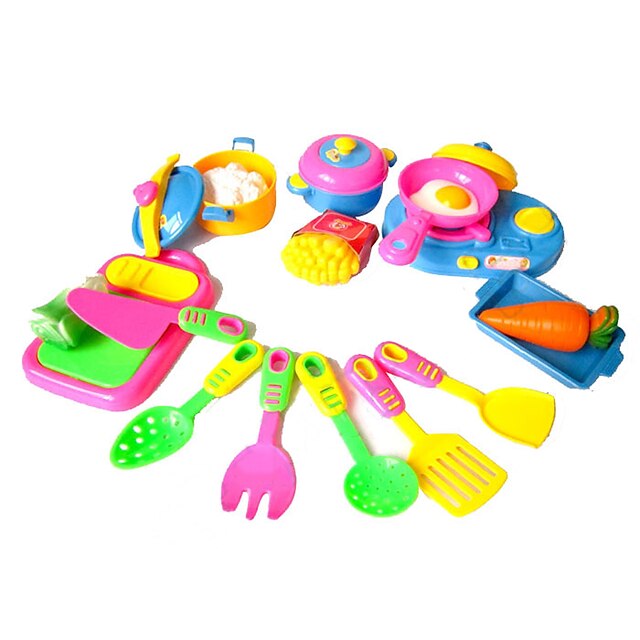  Toy Kitchen Set Toy Dishes & Tea Sets Pretend Play Vegetables Simulation Plastic Kid's Girls' Toy Gift 17 pcs