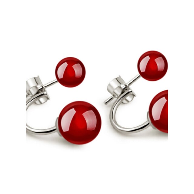  Women's Stud Earrings Jacket Earrings Two Stone Mood Ladies Sterling Silver Silver Earrings Jewelry Red / Black For Party Wedding Casual Daily Sports