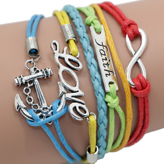  Leather Bracelet Vintage Party Casual Leather Bracelet Jewelry Rainbow For