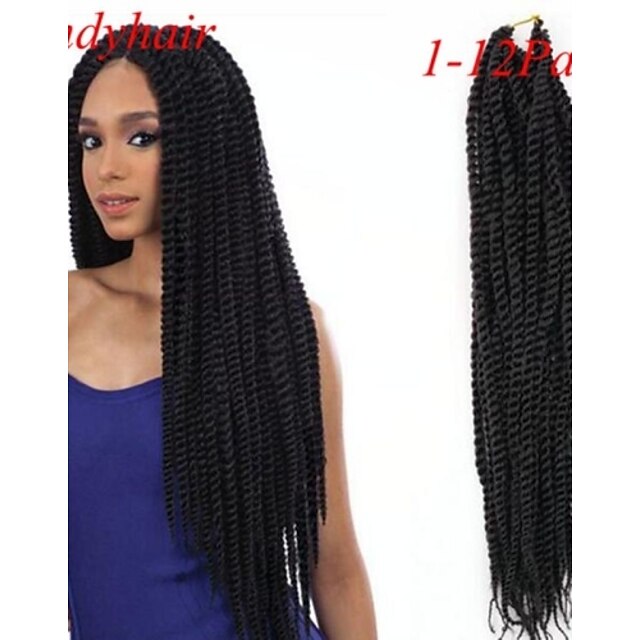  Black Senegal Twist Braids Hair Extensions 18 Kanekalon 2 Strand 160 gram Hair Braids