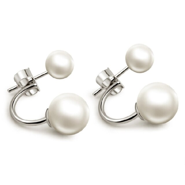  Women's Pearl Stud Earrings Magic Back Earring Ladies Pearl Sterling Silver Imitation Pearl Earrings Jewelry White For Wedding Party Casual Daily Sports Masquerade